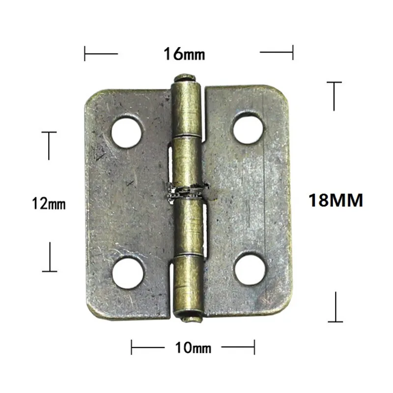 Бронзовый тон двери шкафа петля для чемодана, 4 отверстия декор, мебель украшения, старинный старый стиль, 18*16 мм, 10 шт