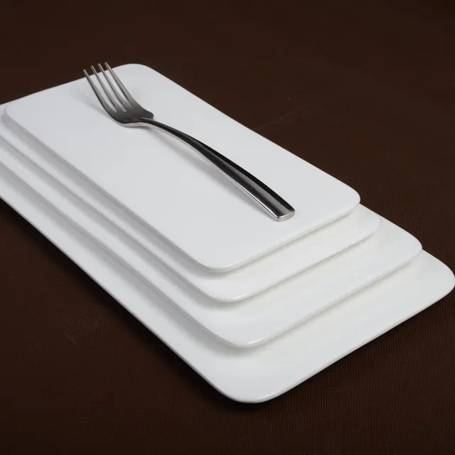 12'' 14'' 16 Inch Ceramic Porcelain White Rectangular Flat Steak Plate