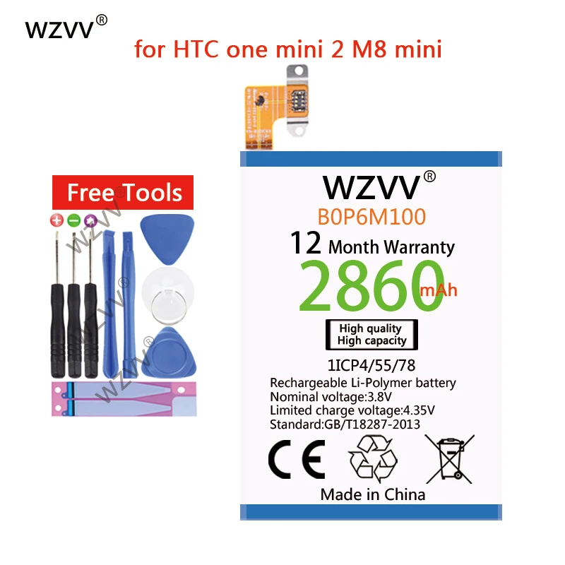 Wzvv 2860 мАч литий-полимерный аккумулятор b036m100 для htc one mini2 mini 2 M8 MINI Сменные