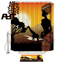 Художественный магазин Африканская женщина коврик для ванной комнаты с душевой занавес наборы аксессуаров для ванной комнаты 2 шт набор