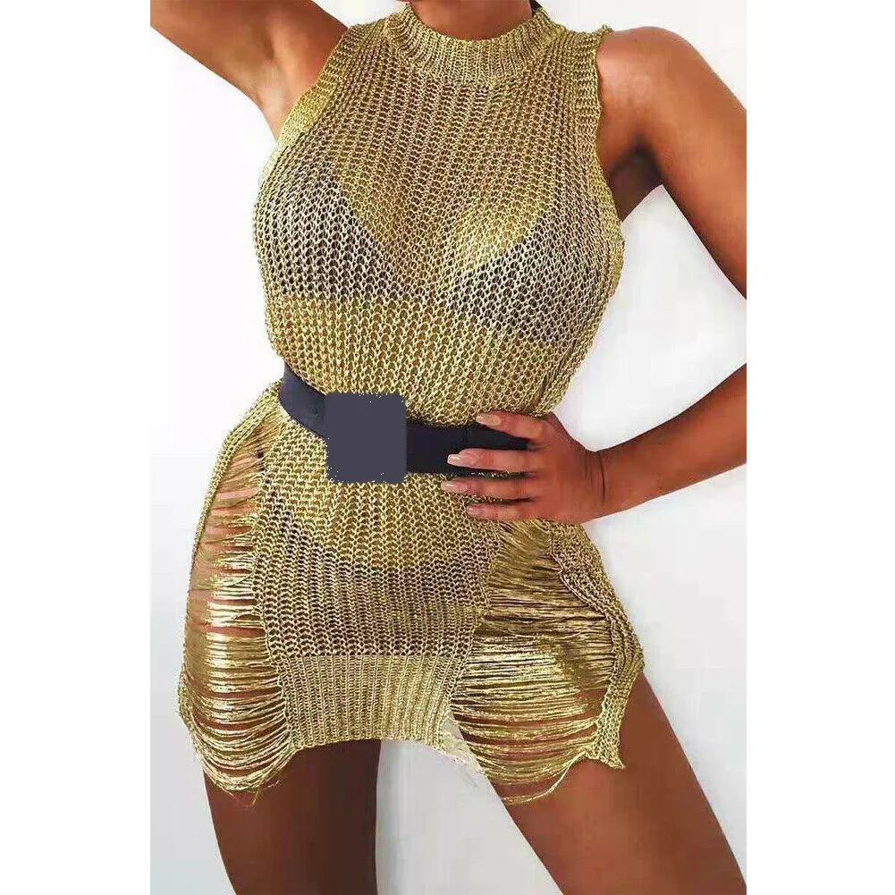 gold bathing suit cover up