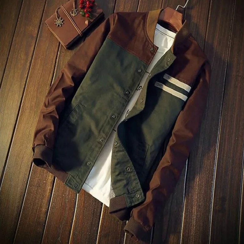 

MaiMai Lai vintage Mans Jackets Autumn Military Men's Coats Fashion Slim Casual Jackets Male Outerwear Baseball Uniform 4XL