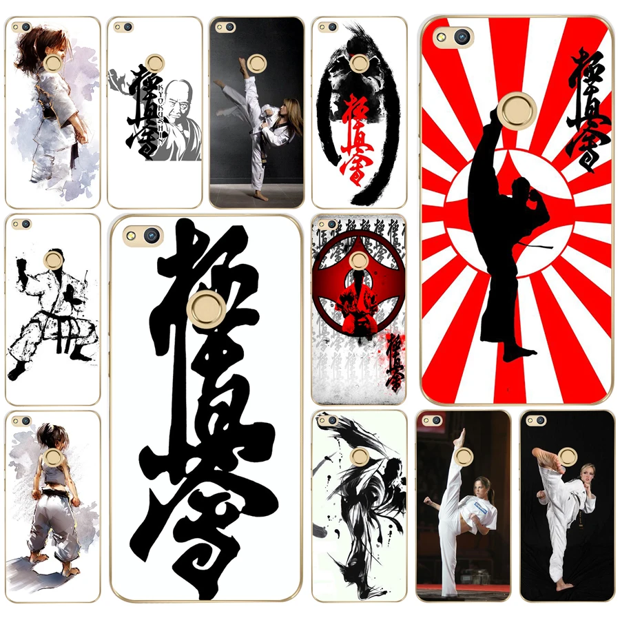 

214AD Oyama Kyokushin Karate Hard Transparent Cover Case for Huawei p8 P20 honor 9 Lite mate 10 pro y6 y5 2017