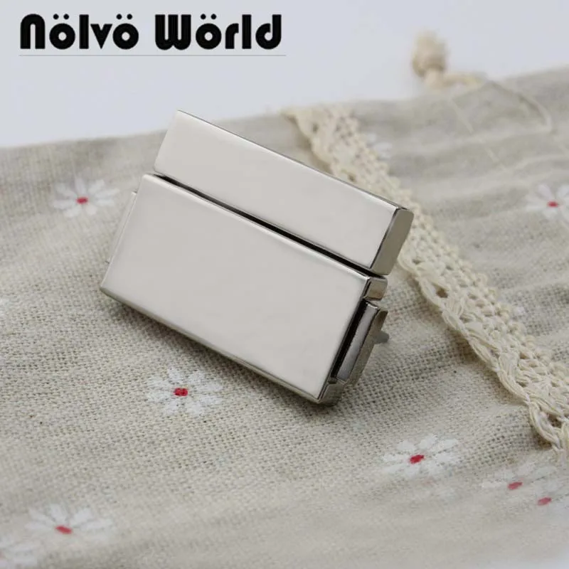 

10 pieces 43*29mm polished silver lock push metal Lock for bag Genuine Leather Accessories Factory Bags Parts