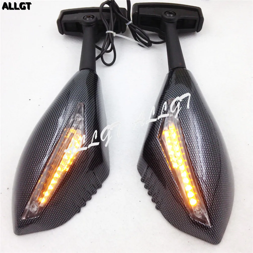 Turn Signal Integrated Mirrors for Yamaha YZF 600 R1 FZ6S FZ6 R6 R6S CARBON New Pair L&Rin Side