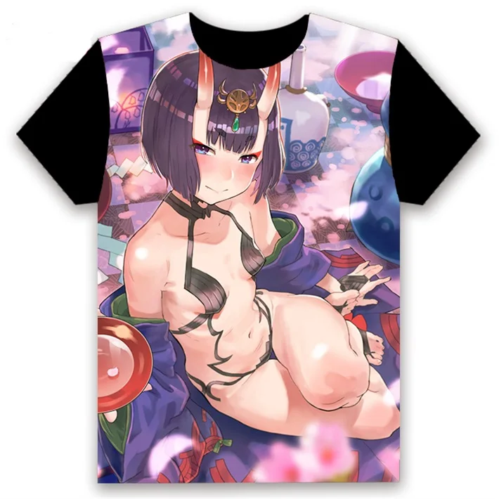 Футболка с аниме FGO Fate/Grand Order Shuten douji, косплей, короткий рукав, унисекс, повседневная черная футболка, летняя модная забавная футболка, топы - Цвет: 7