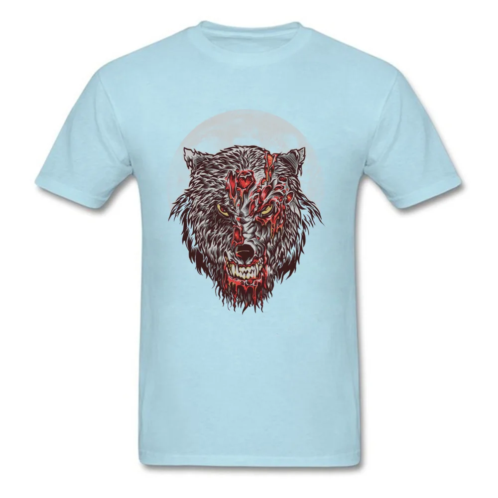 Zombie Wolf O-Neck Tshirts Father Day Tops T Shirt Short Sleeve Cute All Cotton Simple Style T-shirts Slim Fit Men Zombie Wolf light
