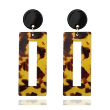 Pendientes colgantes de leopardo acrílico Vintage a la moda para mujer, pendientes largos de gota grande geométrico multicolor