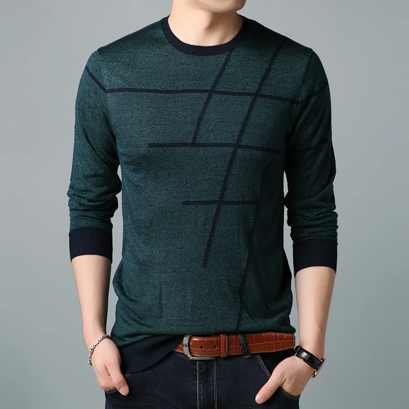 Высококлассный модный брендовый свитер с круглым вырезом, мужские пуловеры, облегающие вязаные Джемперы, зимняя повседневная мужская одежда в Корейском стиле