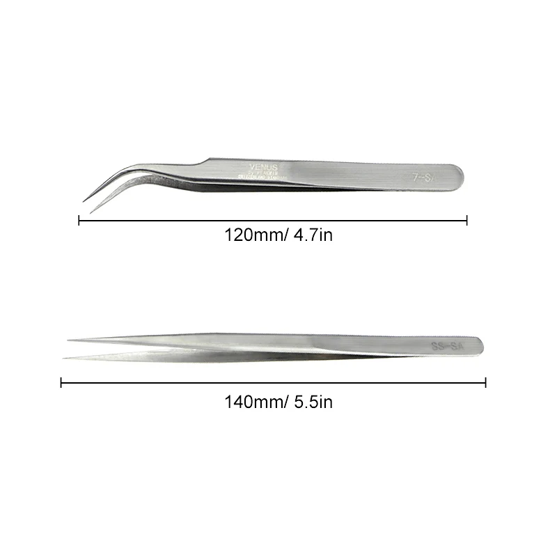 UANME SS-SA/7-SA High Precision Stainless Steel 12/14cm Pointed Tweezers Clamps Lengthened Medical Nest Maintenance