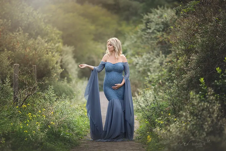 Модное платье для беременных, для фотосессии, платье макси для беременных, с длинными рукавами, кружевное, с вышивкой, необычное, для женщин, для беременных, для фотосессии