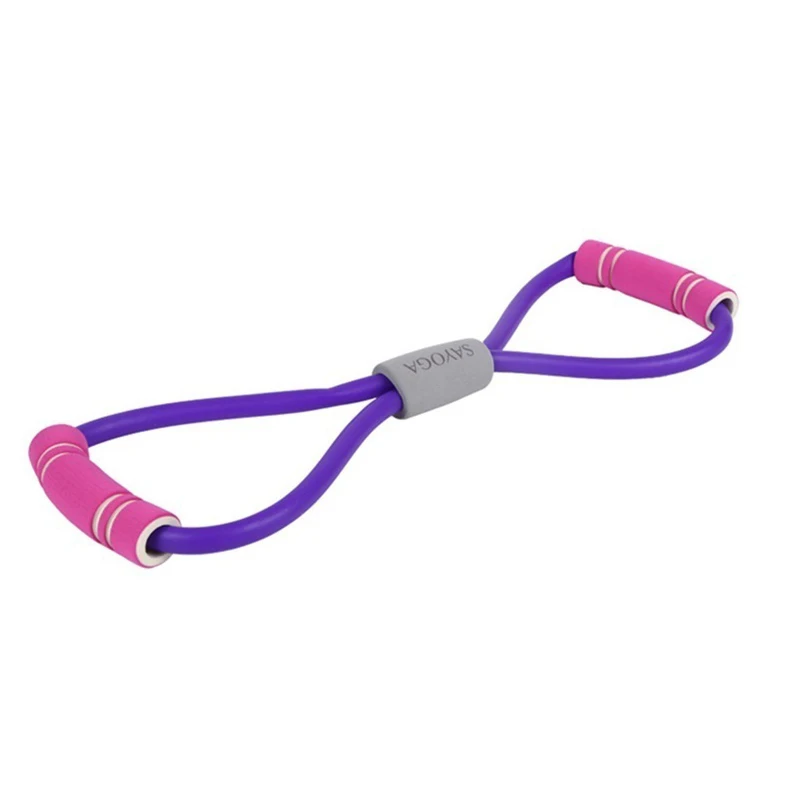 Хит, эластичная резинка для йоги, фитнеса, 8 слов, грудной канат-эспандер, для тренировки мышц, фитнеса, резиновые эластичные ленты для спортивных упражнений - Цвет: Фиолетовый