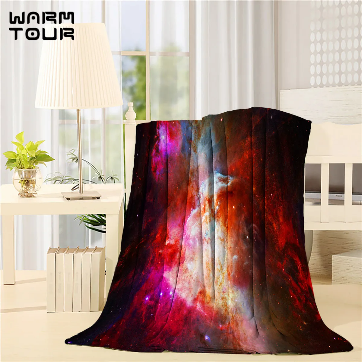 WARM TOUR Custome Blanket Super Soft Warm Starry Sky Space Printed Flannel Bedding Throws on Sofa/Bed/Car Portable | Дом и сад