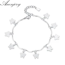 Anenjery браслеты и браслеты из стерлингового серебра 925 пробы для женщин, ювелирные изделия из стерлингового серебра, прекрасный браслет с бабочкой, pulseira S-B112