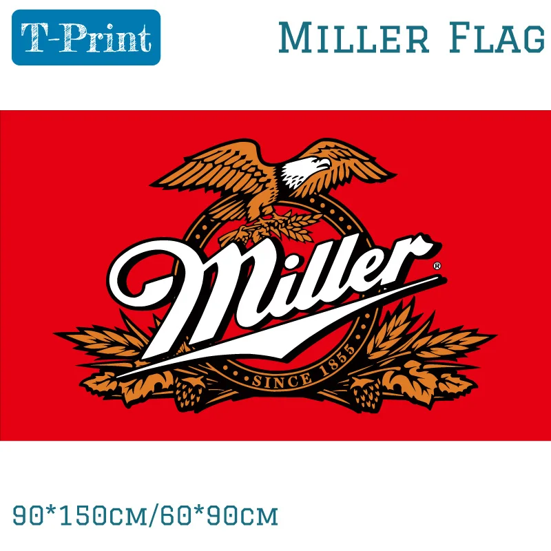 

90*150cm 60*90cm Miller Beer Flag For Bar Party Sign 3x5FT
