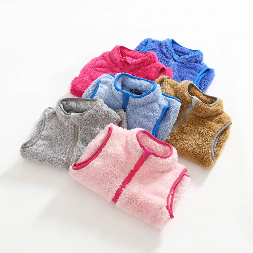 Colete de Pelúcia Colete de Veludo Roupas de Menina Roupas sem Mangas Menino Outerwear Fleece Encabeça Garoto Jaqueta Cabolsa Primavera Colete Criança 3 Mamãe e Bebê