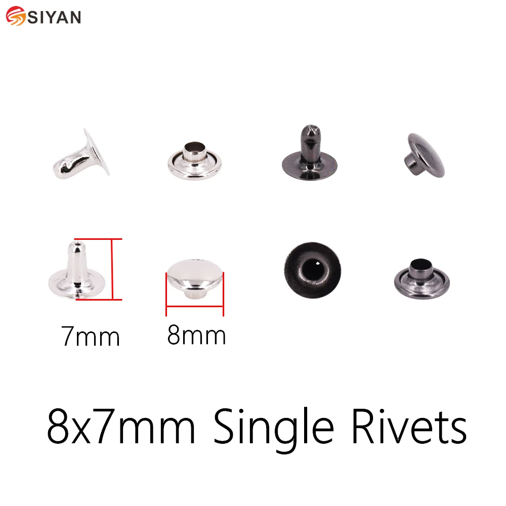 

100 sets 8x7mm Metal Cap Rivets Studs Round Rapid Rivet for Leather Craft Bag Belt Clothing Garment Shoes Pet Collar Decor