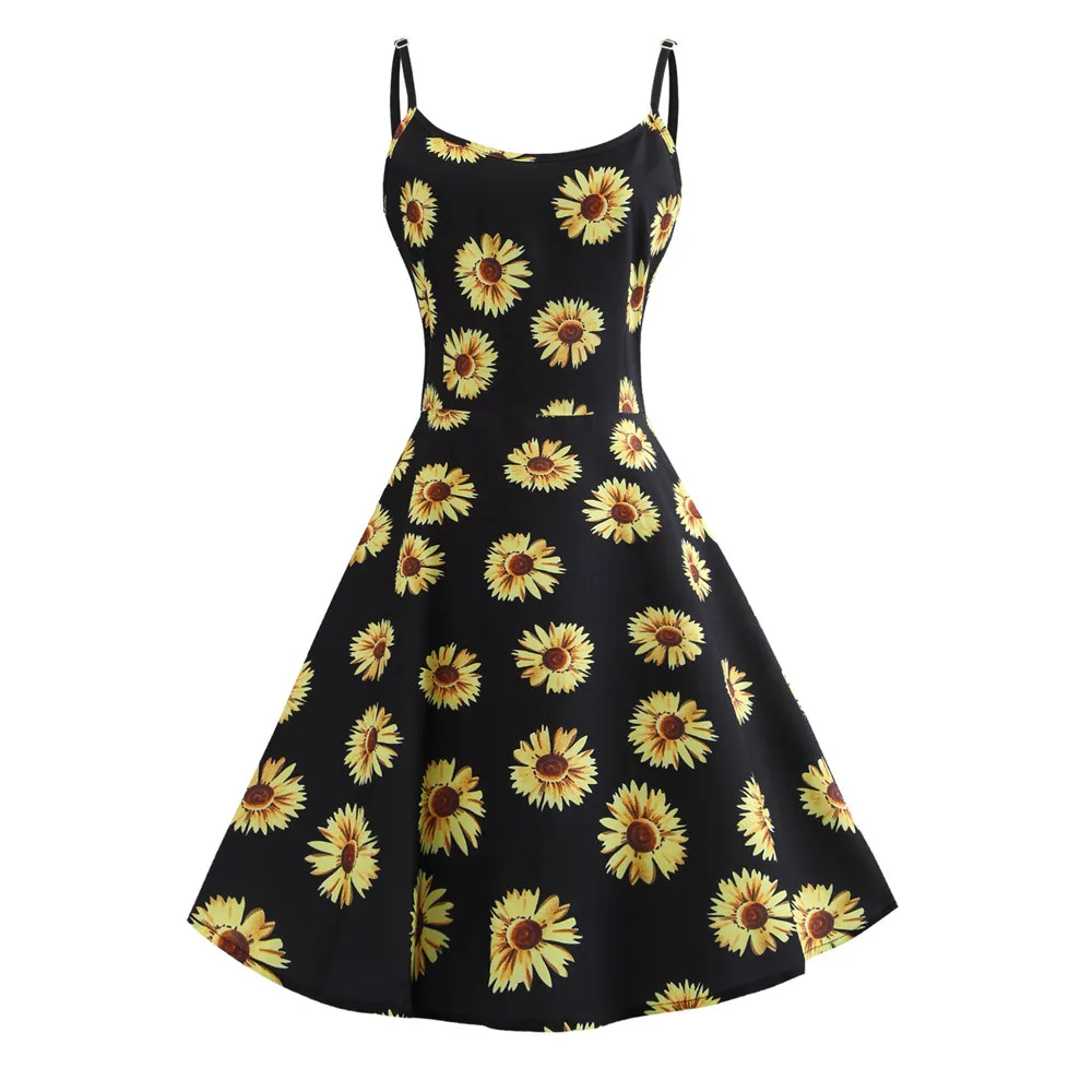 Black sundress with sunflowers Clearance