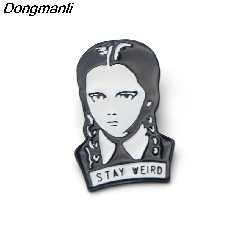 

DMLSKY Addams Family Stay Weird brooch Lapel Pins Badge for clothes bags cartoon brooches gifts for friends M1846