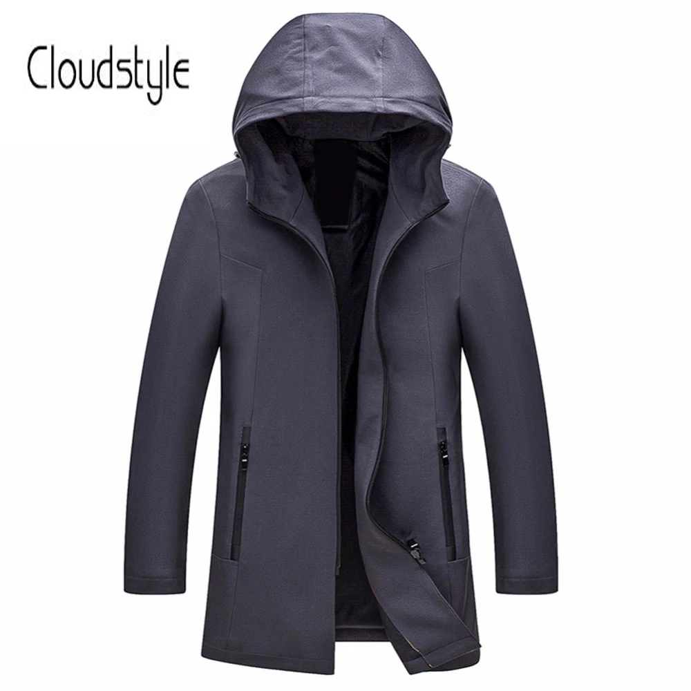 Cloudstyle 2018 New Male Hooded Dust Coat Fashion Mid Long Zipper ...