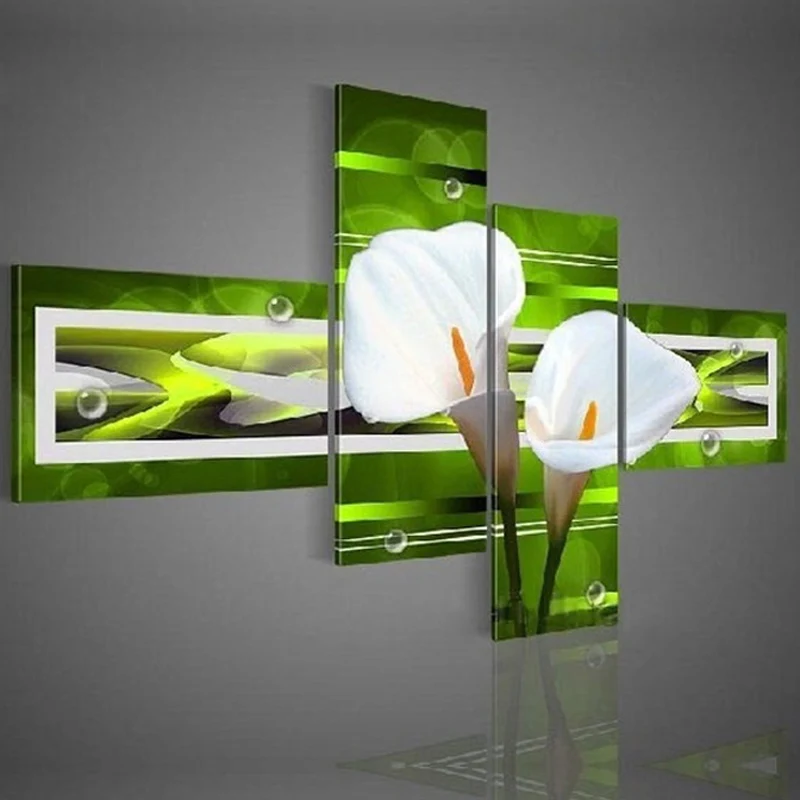 hand-painted-wall-art-black-Pure-white-lilies-home-decoration-Landscape-oil-painting-on-canvas-4pcs (2)