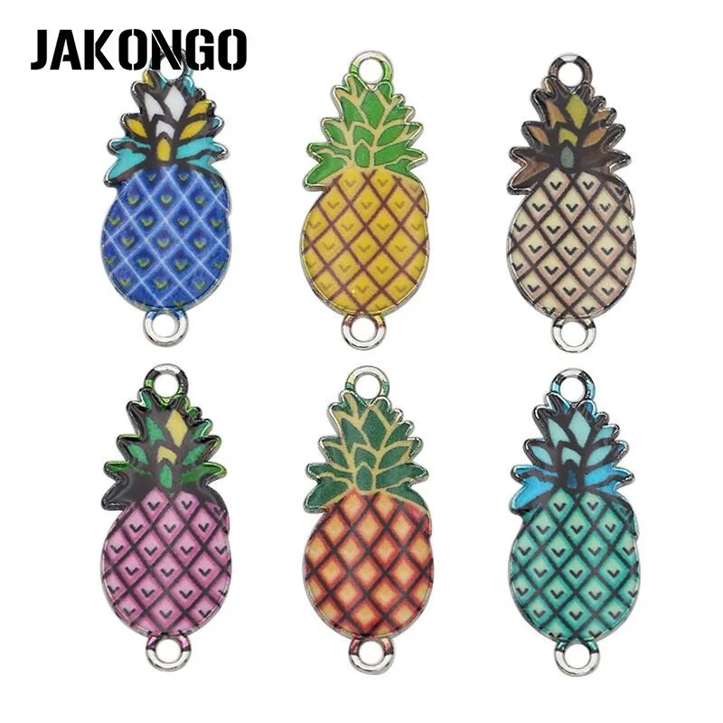 

JAKONGO Silver Color Crystal Pineapple Connector for Jewelry Making Bracelet Accessories DIY Craft 26x11mm
