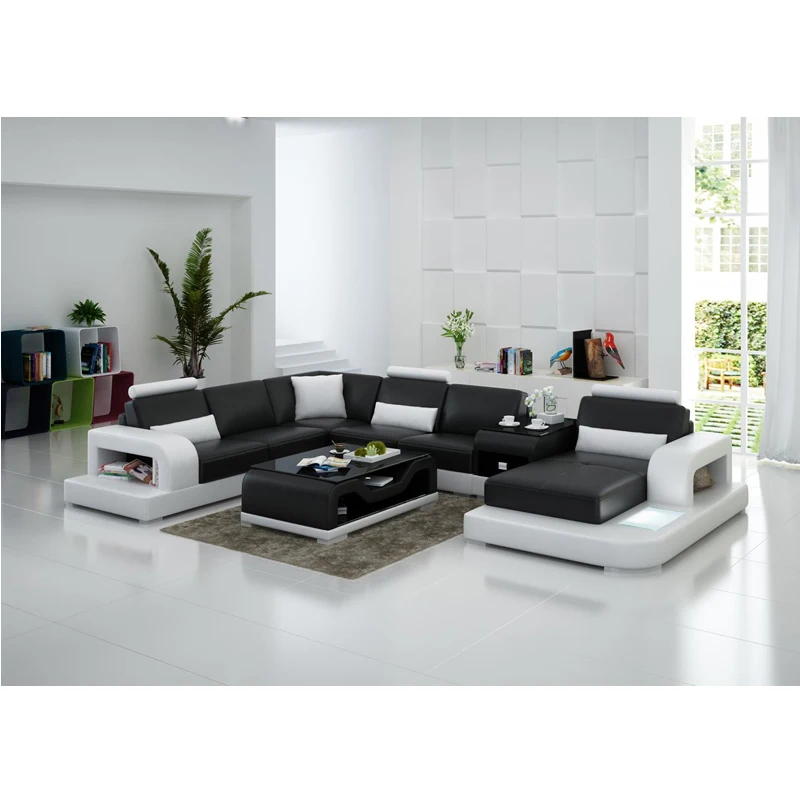French Style Living Room Furniture Contemporary U Shape Leather Living Room Furniture Contemporary