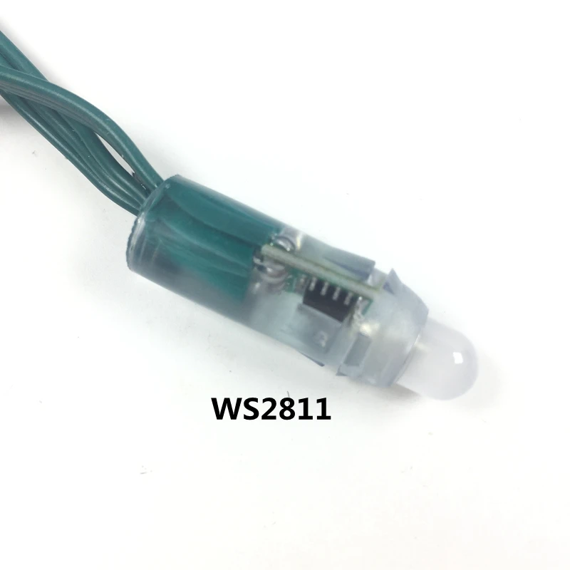 100 шт. WS2811 IC RGB светодиодный модуль шнура DC5V DC12V 12 мм зеленый провод водонепроницаемый IP68 цифровой полноцветный светодиодный светильник