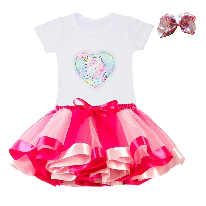 Unicorn Clothing Sets Baby Girls Clothes 2021 Summer Princess Party Unicorn Colorful tutu Dress Kids Birthday Ball Gown Dresses baby boy clothing sets