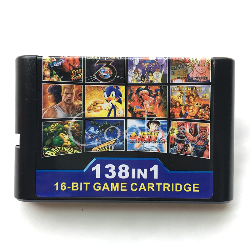 

138 in 1 for 16 bit Sega Genesis Game Cartridge with Metal Screws 16 Roles Street Fighter Golden Axe 3 Fatal Fury 2 Aladdin