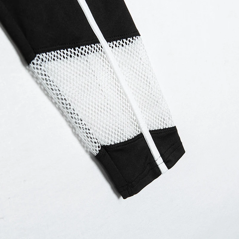 Women Black White Mesh Patchwork Spandex Capris Slim Activewear Pants High Waist Fitness Yogaing Gyms Workout Leggings (17)