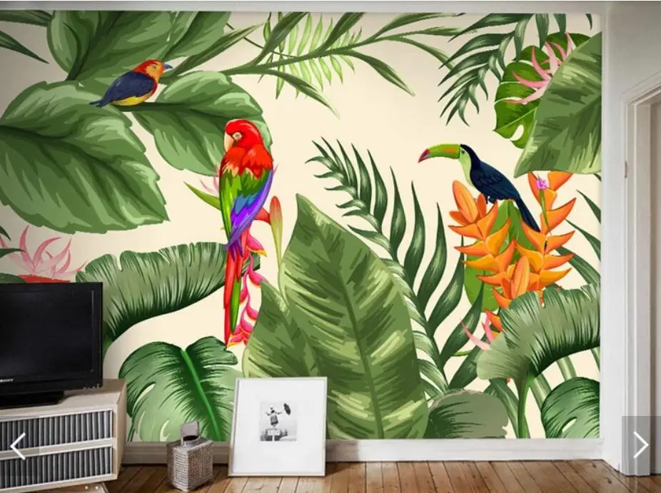 Tropical Banana Leaf Flower Wallpaper Mural Wall Decor ...