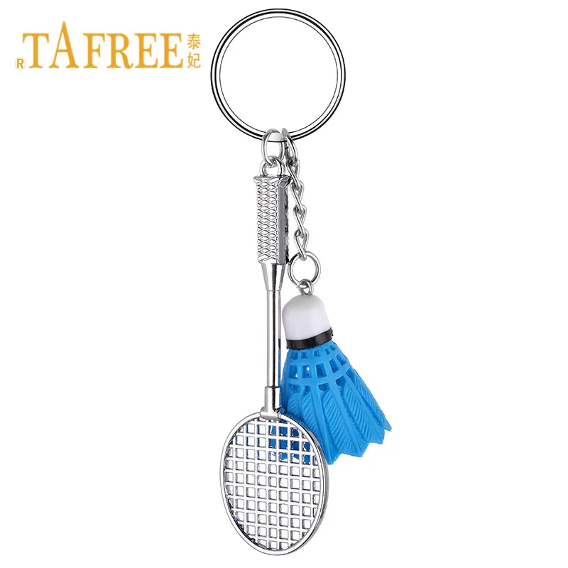 

TAFREE High Quality Alloy Badminton Racket Keychain Badminton Charms Pendant Key Chain Sport Club Student Sporting Gift YY01