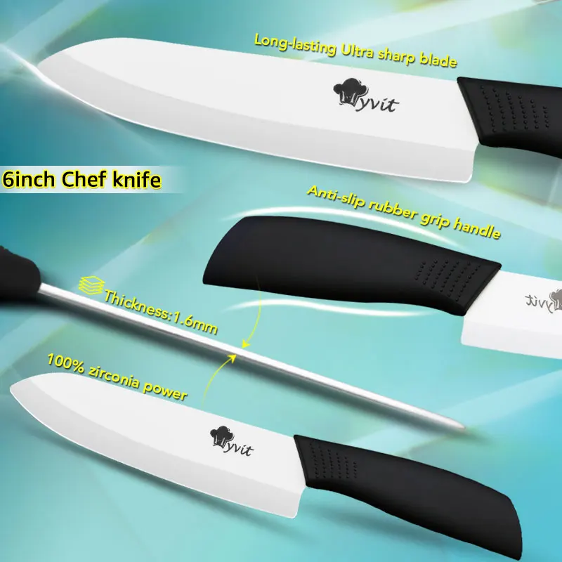 Ceramic Knives Kitchen knives 3 4 5 6 inch Chef knife Cook Set+peeler white  zirconia blade Multi-color Handle High Quality