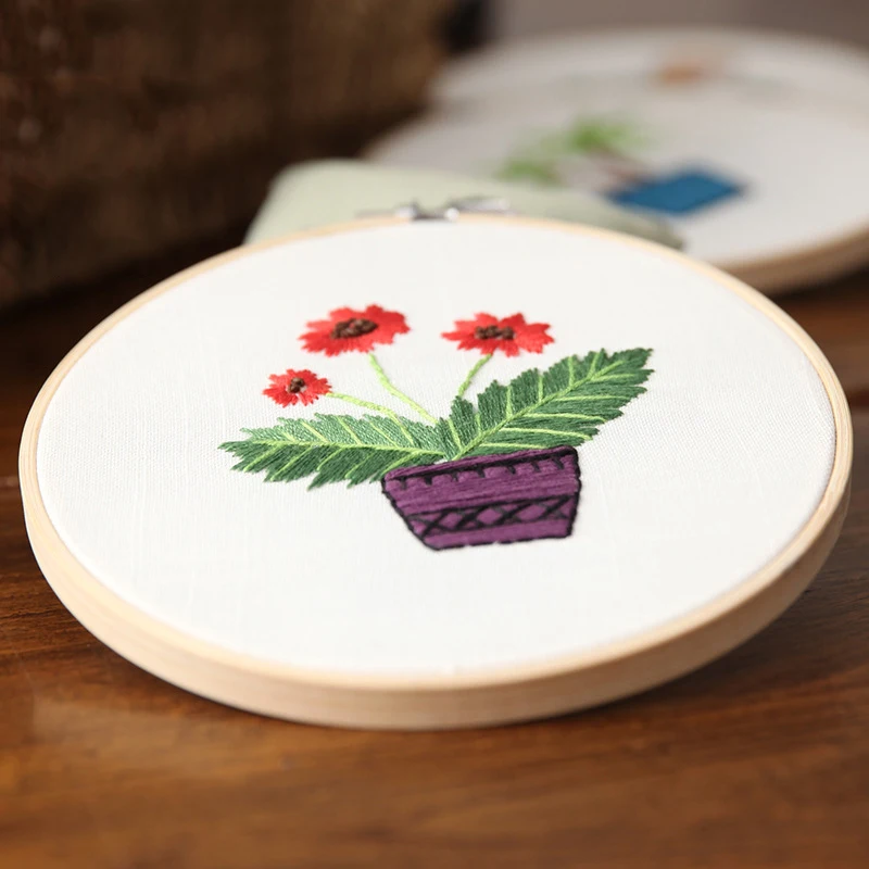 DIY 3D Ribbon Flowers Embroidery Set with Frame for Beginner Needlework Kits Cross Stitch Series Arts Crafts Sewing Decor-23