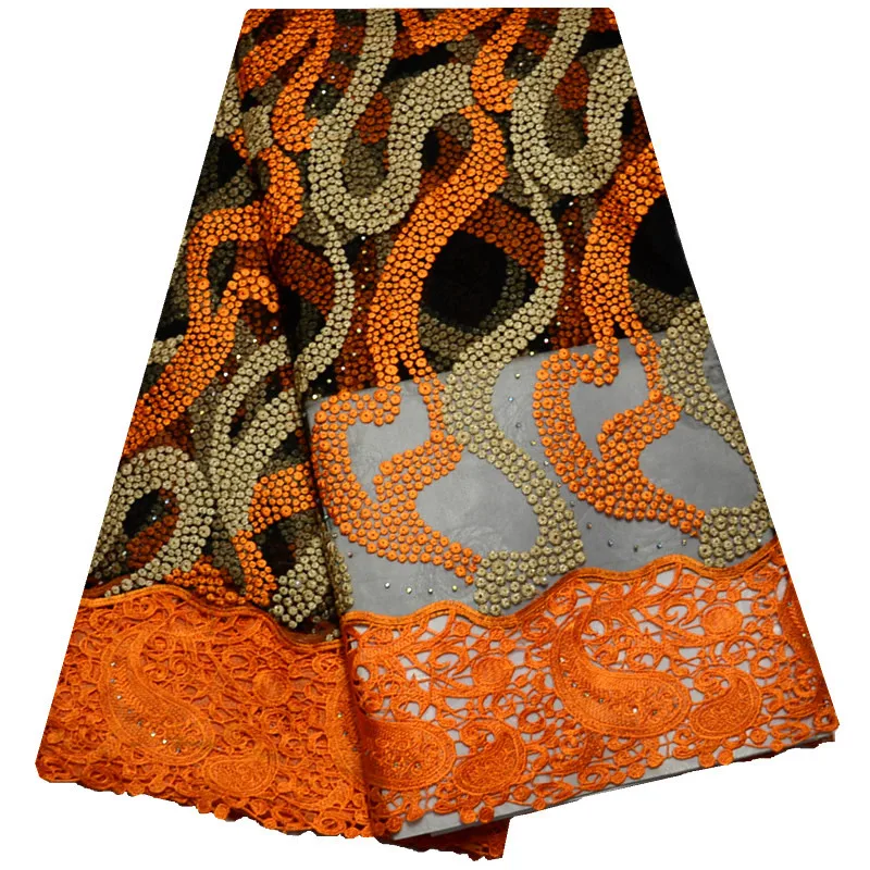 

2018 Latest Nigeria Tulle Lace Fabric With Stones Embroidered Mesh Lace For Party Dress A253