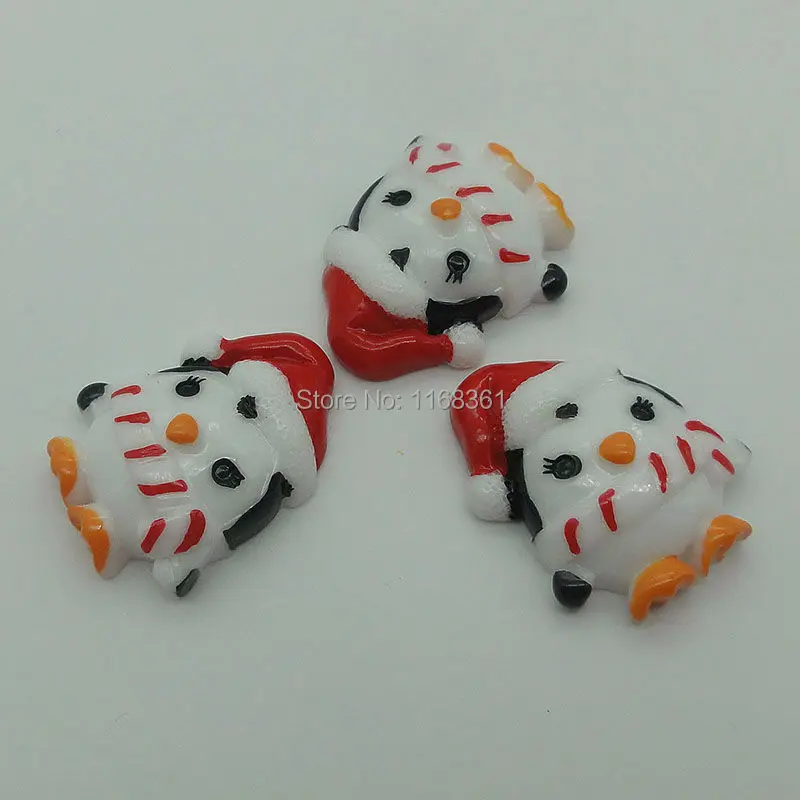 1pcs/lot resin flat back penguin with red hat 32mm Cabochons Scrapbooking Hair Bow Center DIY Christmas decration C101-7