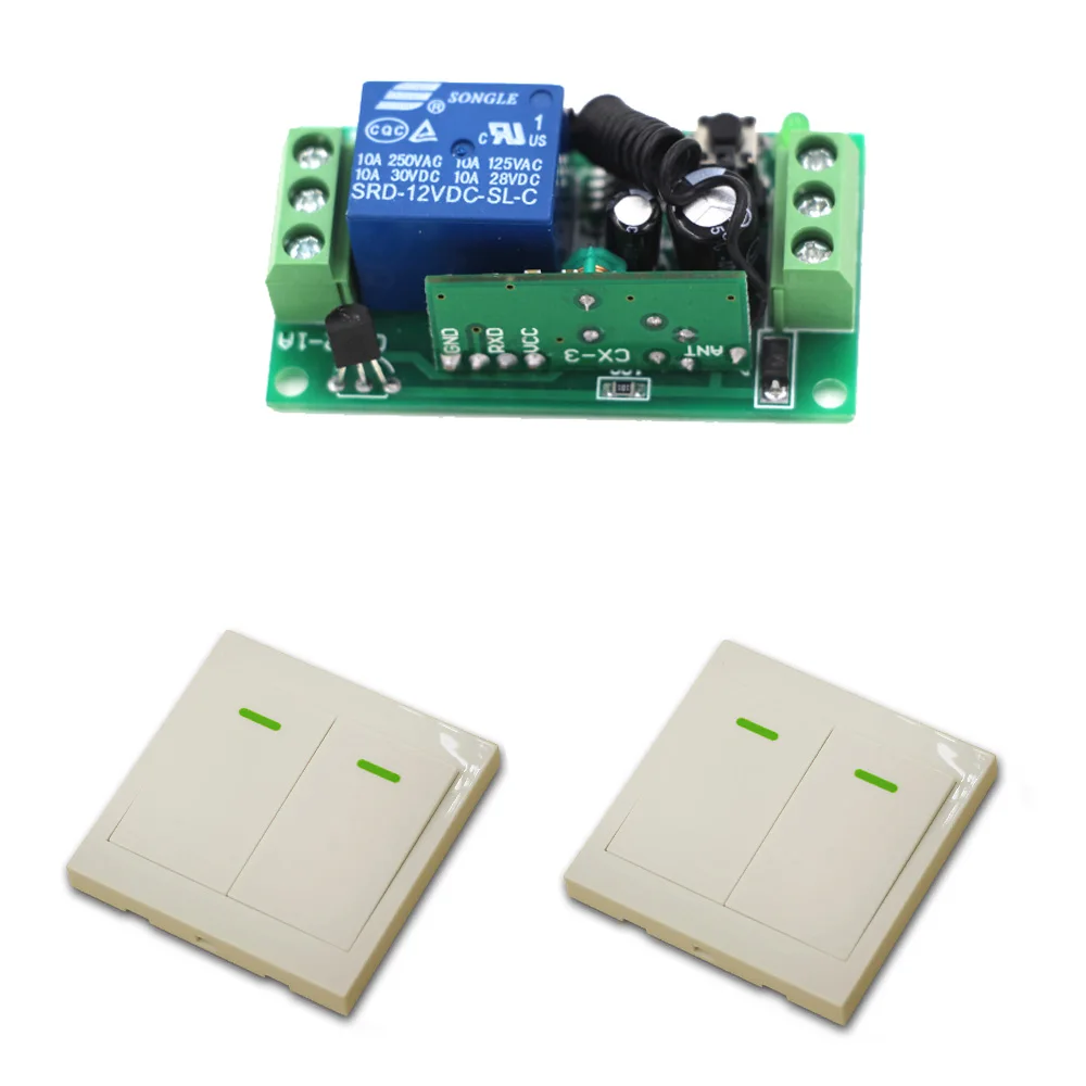 

9V/12V/24V Remote Control Switch System 10A 1 Channel Receiver Wireless Relay Module + Wall Transmitter 315/433Mhz