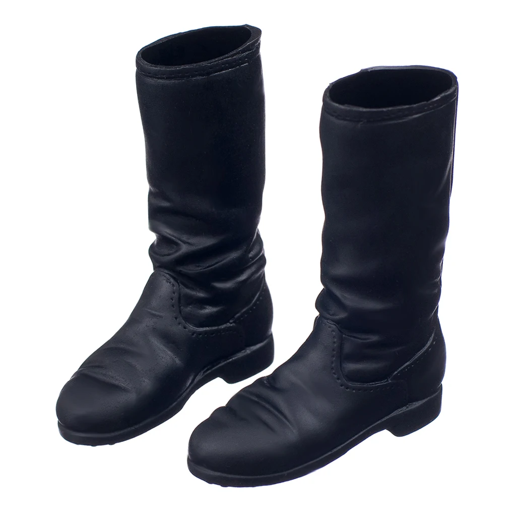 1 Pair Black 1/6 Scale Flat Long Boots Shoes Accessories for 12 inch Female Action Figure Body Ornaments