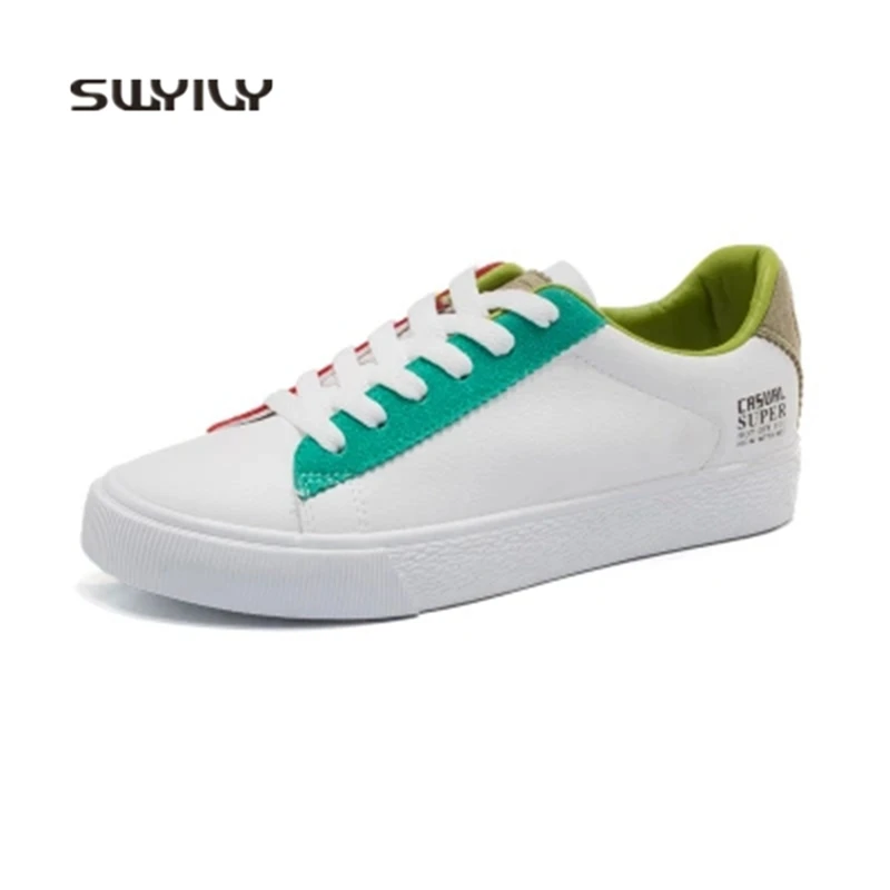 SWYIVY Women Sneakers Flat Heel Skateboarding Shoes Colorful 2018 New Spring And Autumn Lace-up Light Weight Female Espadrille