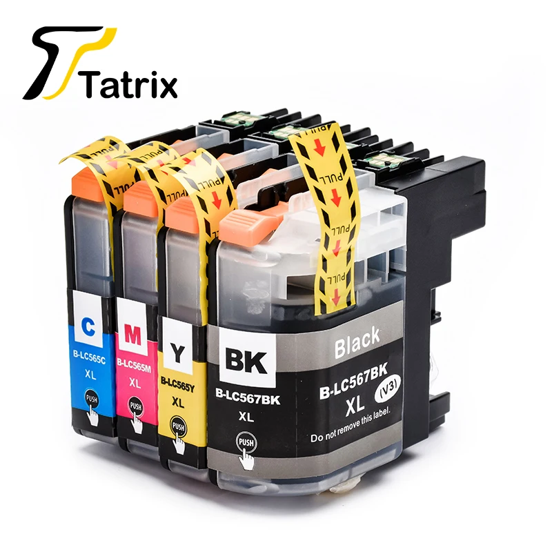 Tatrix 4PK для Brother LC567 LC565 совместимый чернильный картридж 567XL 565XL для принтера Brother MFC-J2310 J2510