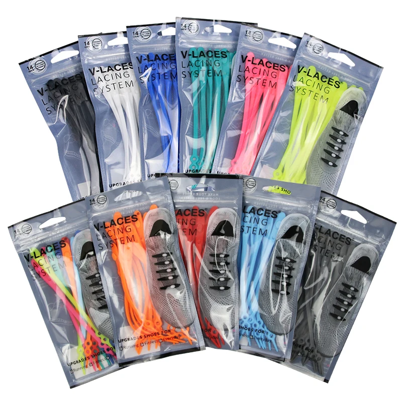 14pcs/pack Waterproof Rubber lazy Slip On Tieless shoelaces with unique design Shoes Accessories for running shoes