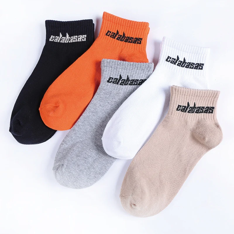 

Calabasas men women short socks knaye west streetwear Letter hip hop winter justin bieber popsocket crew funny skateboard socks