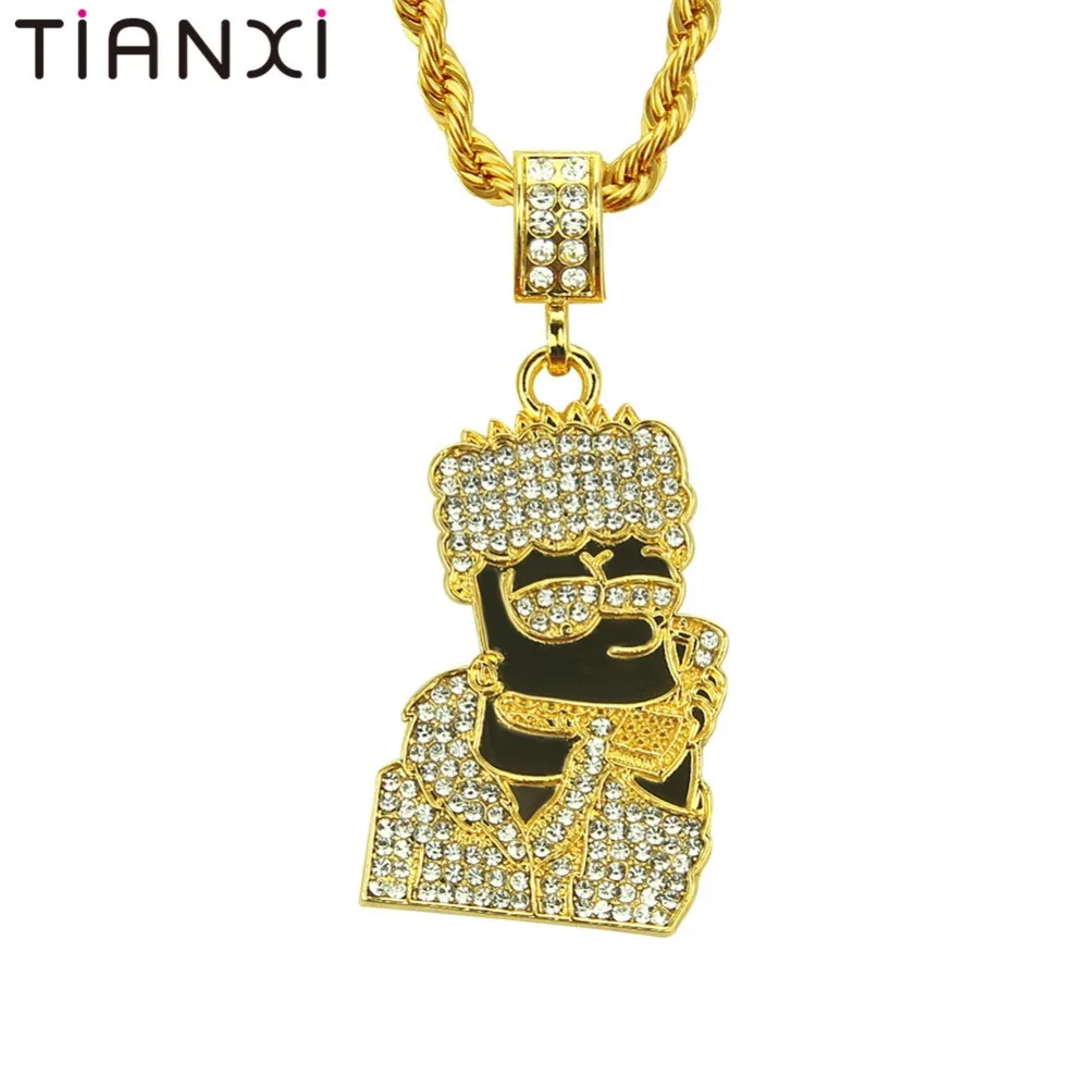 Hip Hop Head Necklace Pendant Men Jewelry Wholesale namel