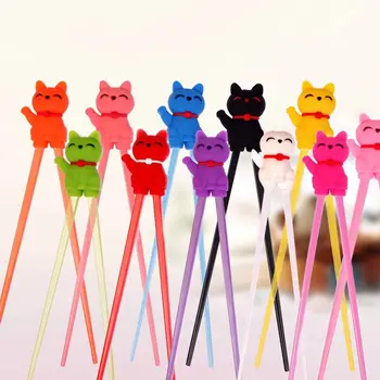 

Silicone Children's Learning Chopsticks Cute Cat Kitten Pattern Baby Training Chopsticks Corrective Action For Kids Tableware 1