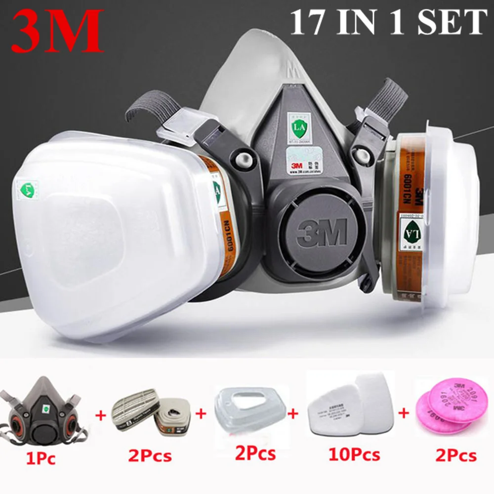 

3M 6200 17 In 1 Klage Halb Maske Staub-proof Spray Farbe Maske Sicherheit Arbeit Filter Staub Maske