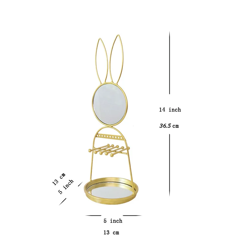 Перепелиное креативное зеркало для макияжа в форме глаз/кролика, скандинавский стиль, золотая отделка, декоративное зеркало, с ювелирным крюком, лоток для хранения
