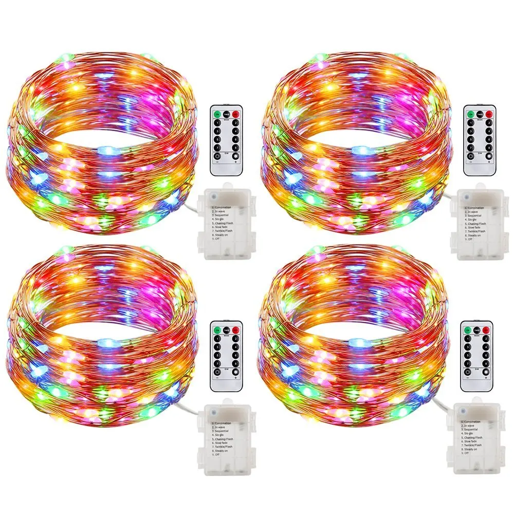 Battery Operated String Lights Waterproof Remote Control 8 Modes 100