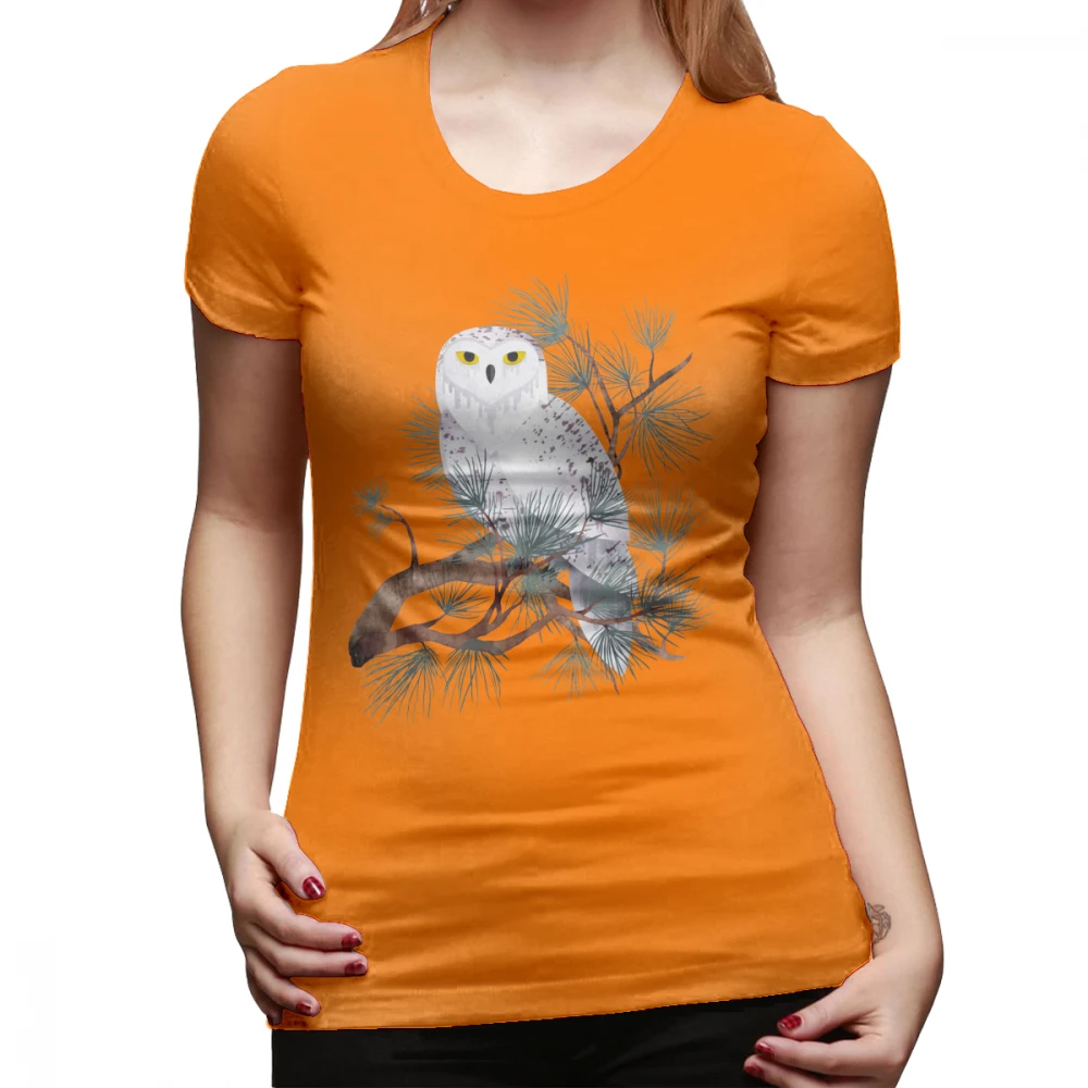 Футболка с совой Снежная Футболка XL графическая женская футболка уличная одежда забавная серая хлопковая женская футболка с круглым вырезом и коротким рукавом - Цвет: Оранжевый