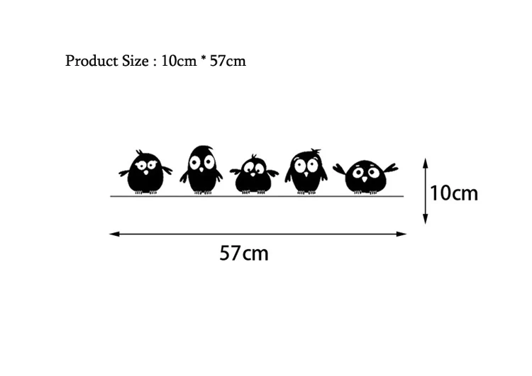 Милые пять птичек настенные наклейки детские комнаты гостиная фон украшения Фреска Искусство наклейки милые наклейки с дизайном «птицы» для домашнего декора